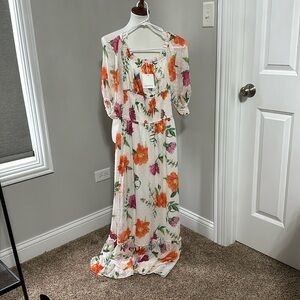 NWT beautiful floral SkyLar Rose maxi dress with shirred waistline detail